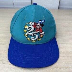 Walt Disney World Hat Youth Blue‎ 25th Anniversary Snapback Embroidered OS Cap